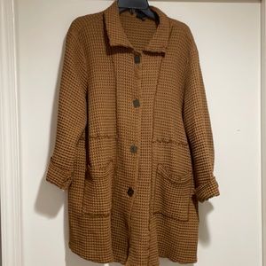 Waffle-weave long jacket